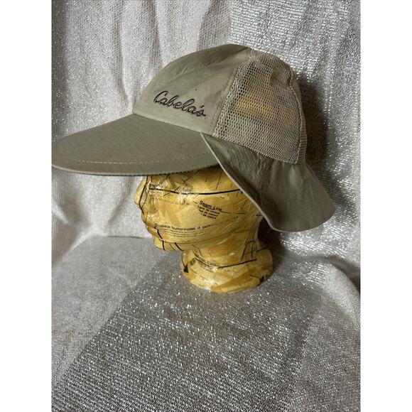 Cabela Sun Fishing Hat Mesh Back W Neck Cover Tan Pre-owned Size Medium Vintage - Picture 3 of 4